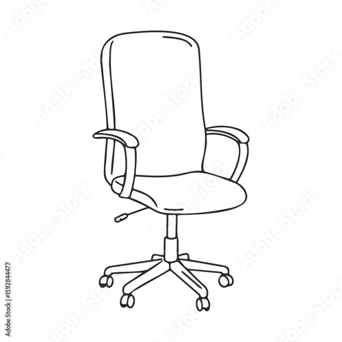 Ergonomic office chair with armrests and adjustable height on casters