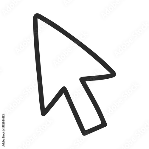 Black arrow cursor icon pointing sketched in minimalist design