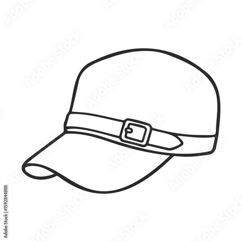 Simple black and white buckle-decorated cap illustration