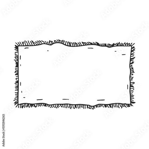 Hand-drawn blank scroll with rough edges and rustic border design