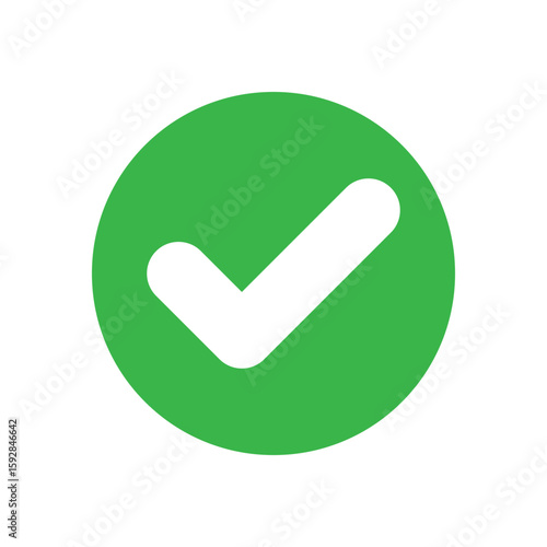 Green checkmark tick icon. Vector illustration for Approval and Confirmation UI Design  