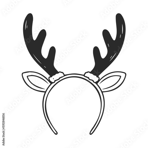 Festive reindeer antler headband with ears for holiday celebration