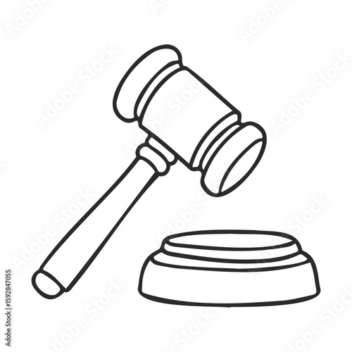 Gavel and sound block outline drawing for legal themes