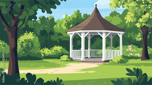 Tranquil Garden Gazebo in Peaceful Park Setting