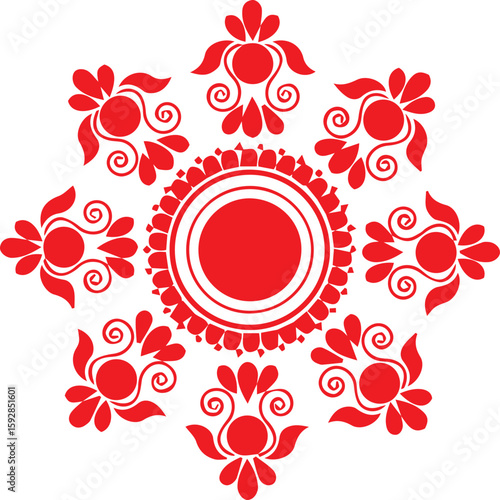 Indian traditional alpona set and cultural Rangoli mandala design art print vector