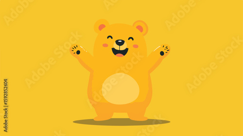 Cheerful Yellow Bear Teddy Illustration