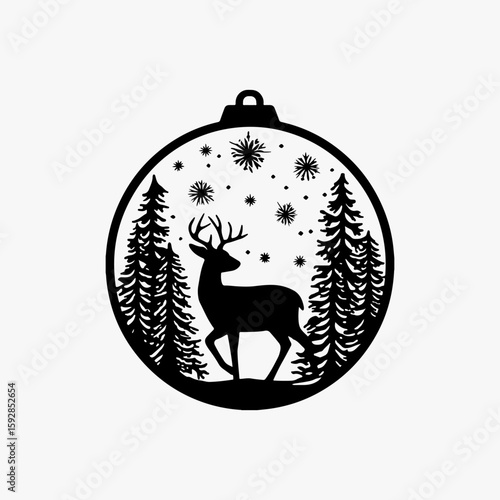 Wild Deer Circle Vintage Retro Graphic Illustration Vector Graphic