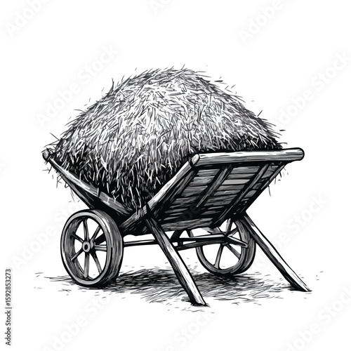 Cartoon hay and barrow illustration