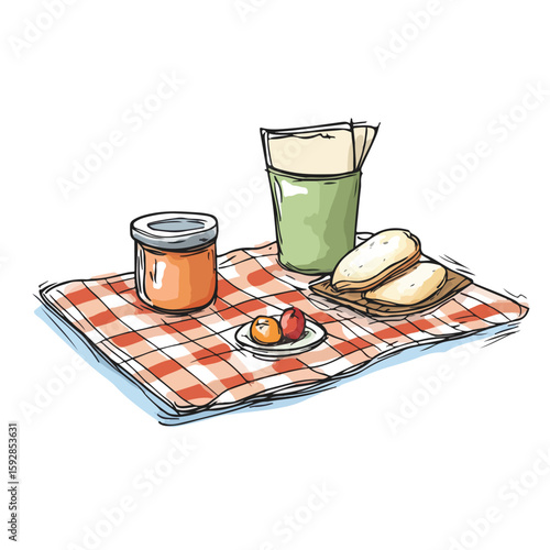 Checkered Picnic Blanket Sketch