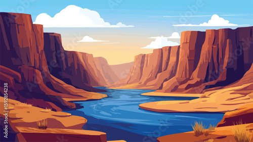 Breathtaking Canyon Landscape with Serene River - Nature Photography