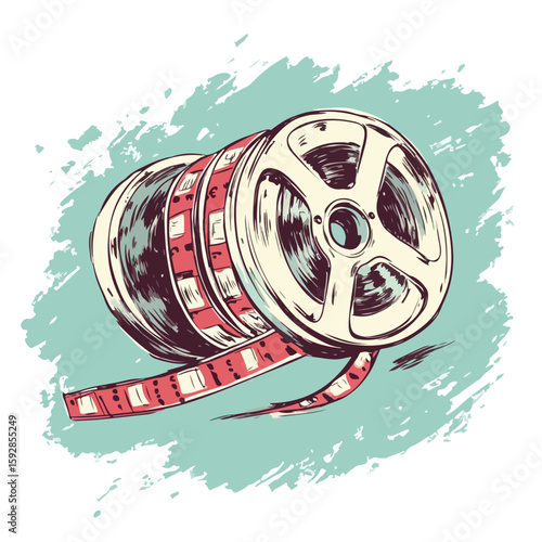 Film Tape Sketch on White Background