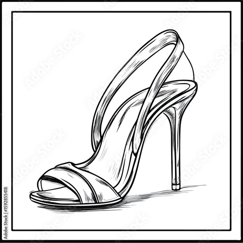 Elegant High-Heeled Platform Sandals Sketch