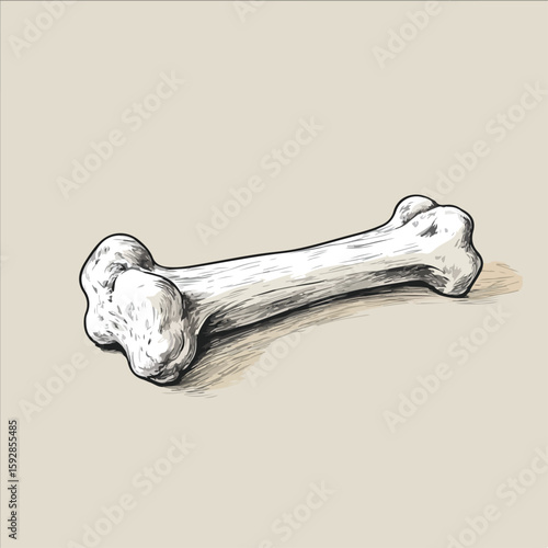 Detailed Dog Bone Sketch on White Background