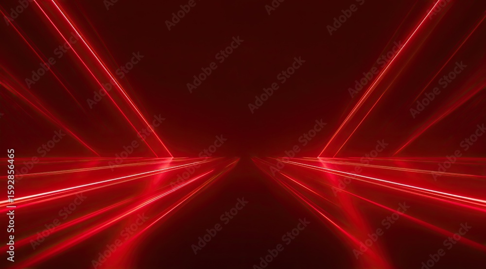 Fototapeta premium Abstract red neon lines on dark background
