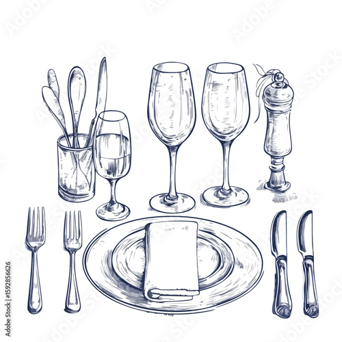 Elegant Table Service Sketch for Wedding