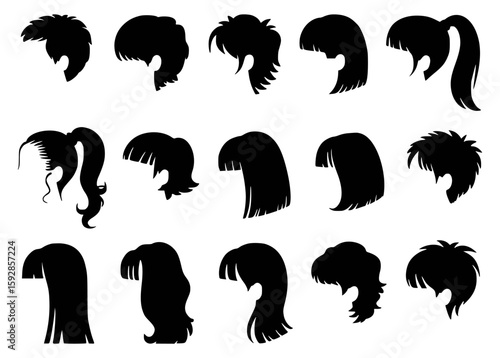 Diverse black hairstyles silhouettes collection vector