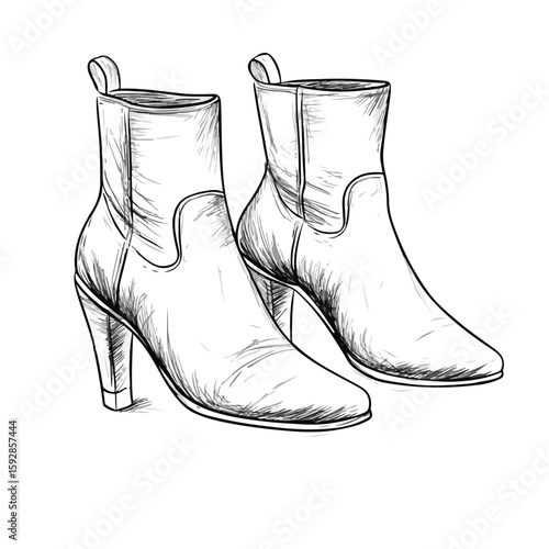 Women's Hand-drawn Ankle Booties Sketch