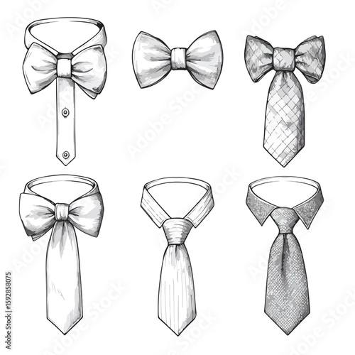 Sketch set of collars with ties