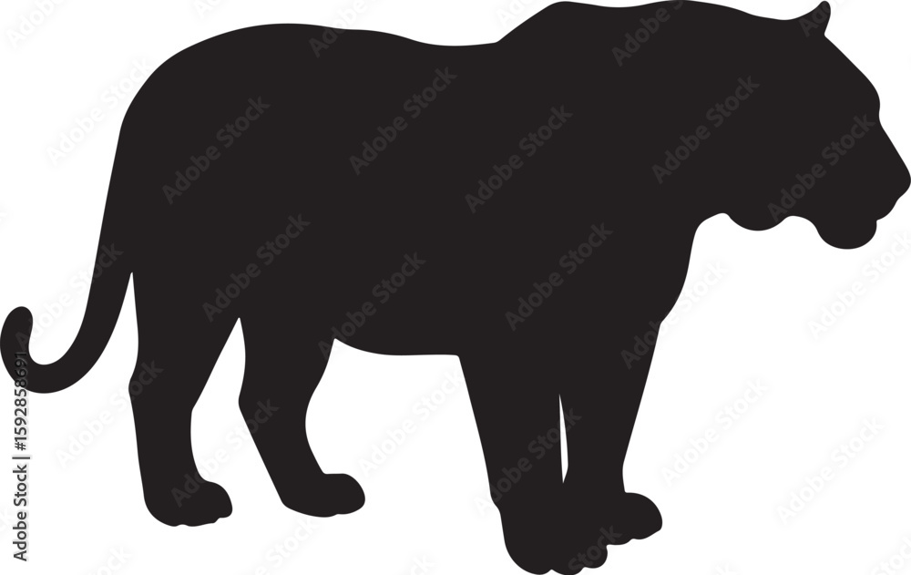 Naklejka premium Silhouette of a Powerful Feline Predator, Ready to Pounce, Captivating Silhouette of a Majestic Black Panther on the Prowl