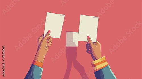 Voting Ballot Held by Hands Vector