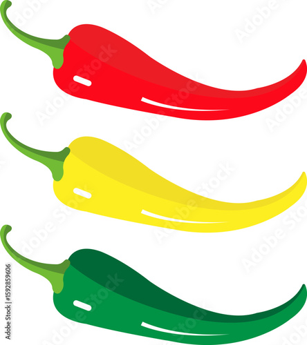 Simple three colors spicy chilis icon