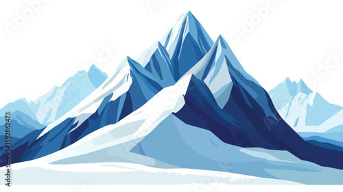 Majestic Snowy Mountain Peaks: Simple and Serene Landscape View