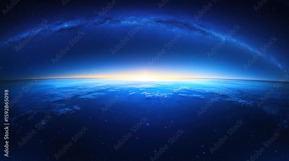 Fototapeta premium Cosmic view of Earth sunrise