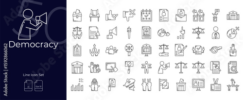 Democracy Line Editable Icons set. Vector illustration in modern thin line style of Democracy icons: equality, freedom, law, etc
