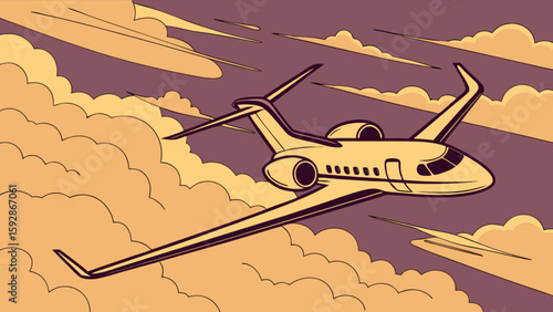 Private jet airplane flying in the sky with clouds luxury travel aviation transport business trip travel  days 100