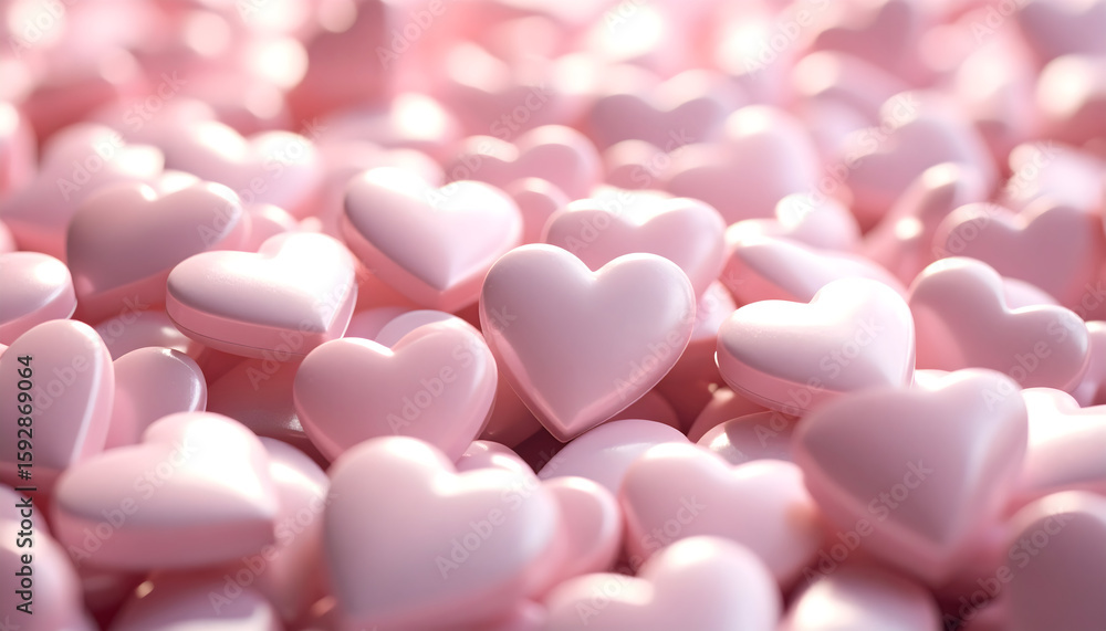 Obraz premium Pink Hearts Background Romantic Valentine's Day 3D Rendering