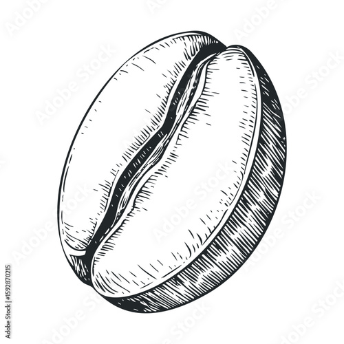 Coffee bean illustration highlighting natural texture and details