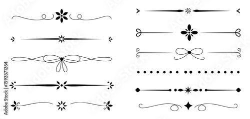 Elegant decorative flourishes and dividers with floral and geometric elements vector