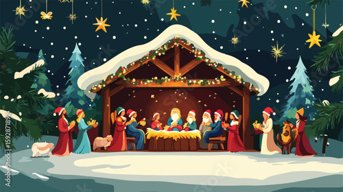 Festive Christmas Nativity Scene Figurines