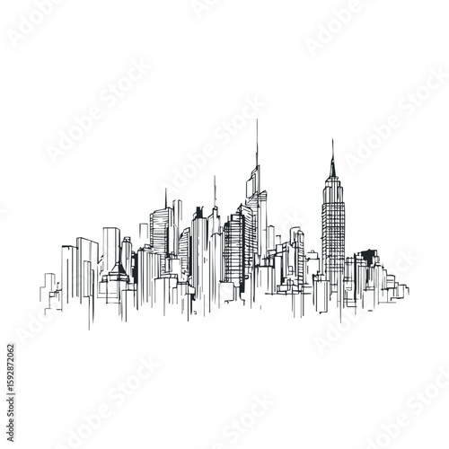 Skyline illustration of a modern city with iconic buildings in view