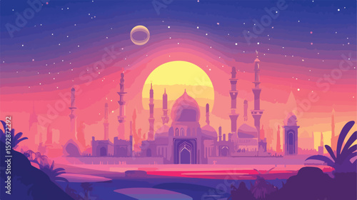 Islamic New Year Flat Vector Illustration