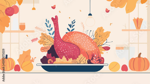 Thanksgiving celebration flat vector illustration design