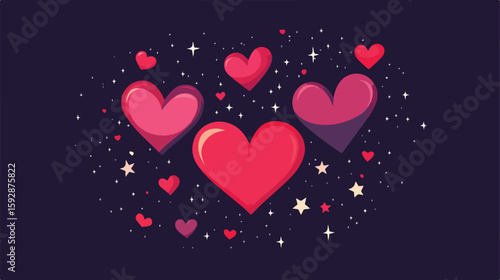 Valentine's Day Hearts and Stars Vector
