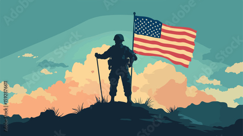 Veterans Day celebration card with soldier