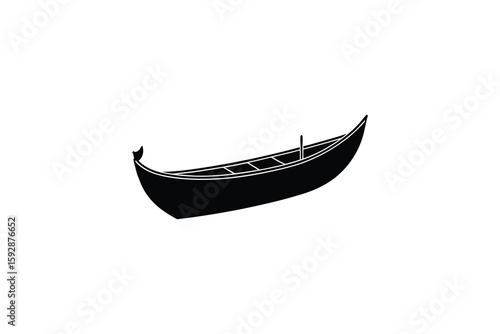 Elegant Gondola Boat Illustration Against White Background Captured in a Striking Silhouette Style silhouette