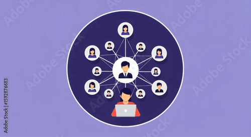 Illustration depicting a network of connected people, symbolizing communication and collaboration.