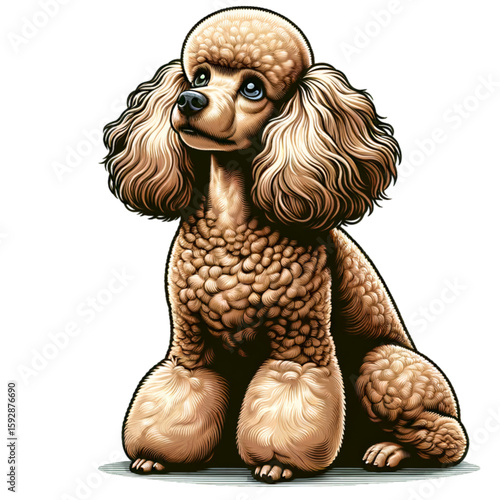 Exquisite Poodle in Digital Illustration: A digitally crafted illustration of a well-groomed poodle, capturing its elegance with intricate detail.