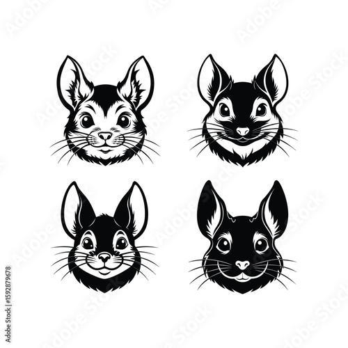 chinchilla head vector silhouette animal art