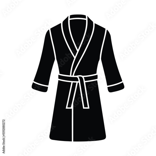 Bathrobe icon in solid silhouette spa vector on white background
