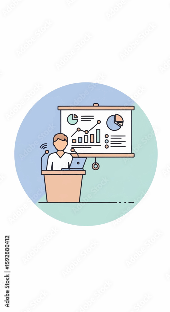 Fototapeta premium Businessperson presenting data charts and graphs during a presentation.