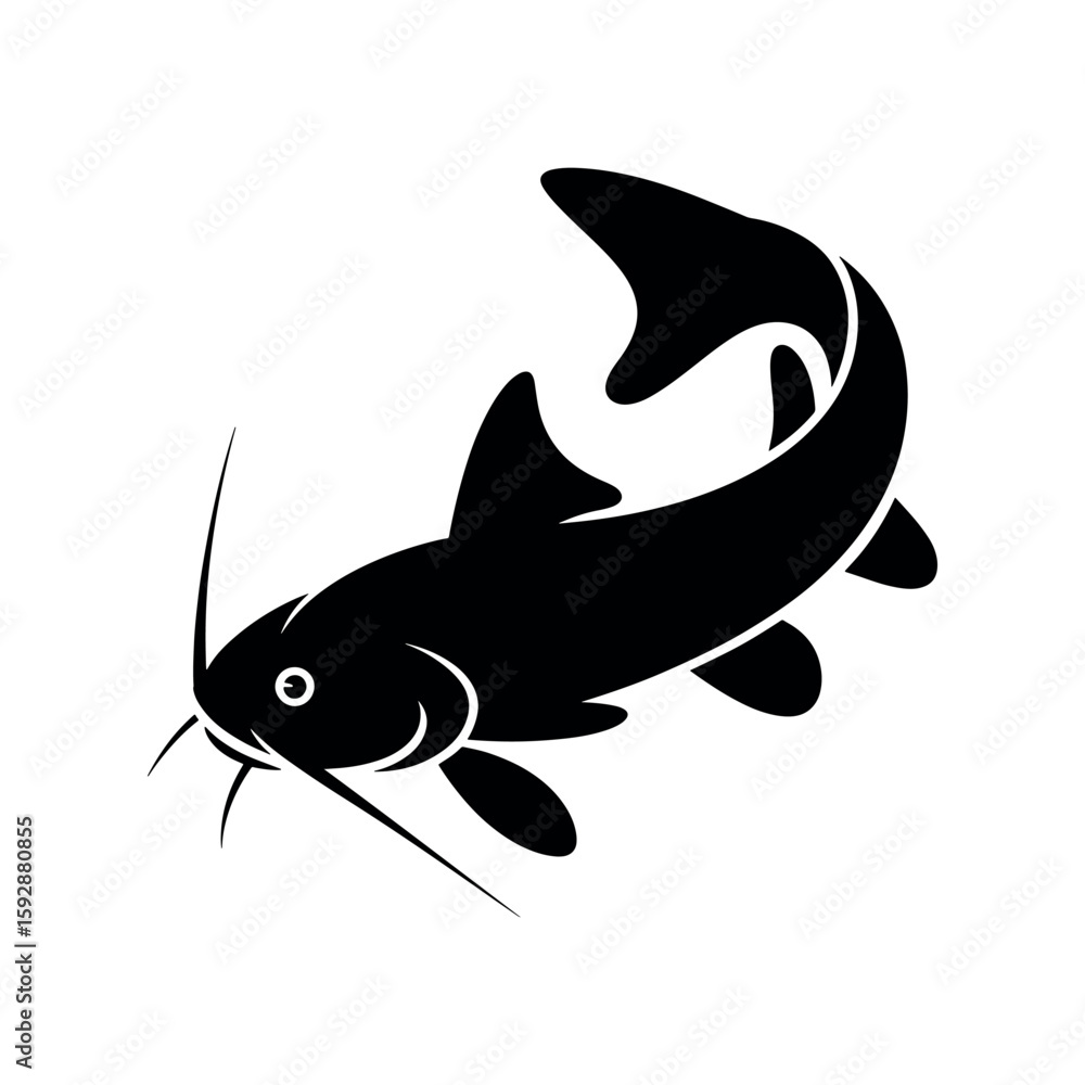 Fototapeta premium silhouette catfish on white background