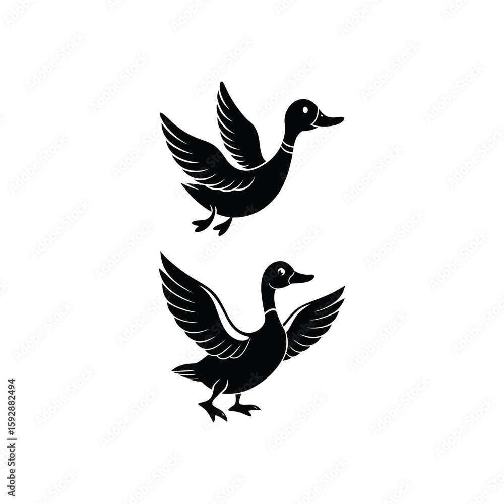 Fototapeta premium excited flying duck vector silhouette