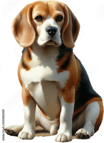 Beagle Portrait: A charming beagle with a tri-color coat, radiating loyalty and companionship. A quintessential pet.