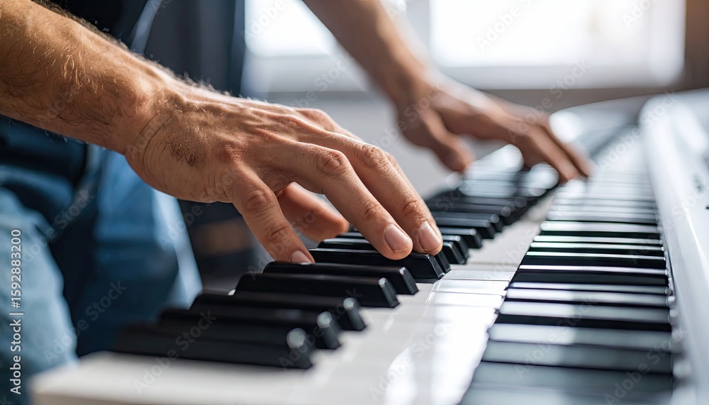Obraz premium Hands playing a digital piano