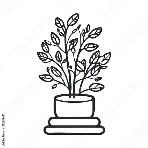 Indoor plant with decorative pot on a wooden stand design idea
