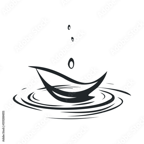 Calmness in motion with water droplet and small boat design
